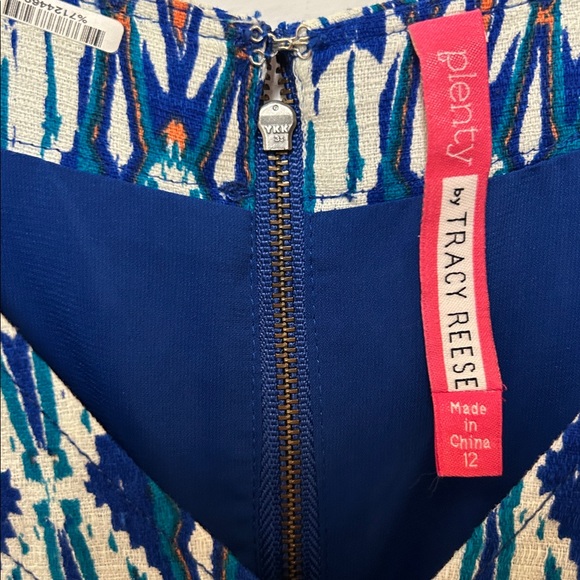 Plenty by Tracy Reese Blue and White Dress with Orange Blue fixed sash detail - Picture 6 of 16